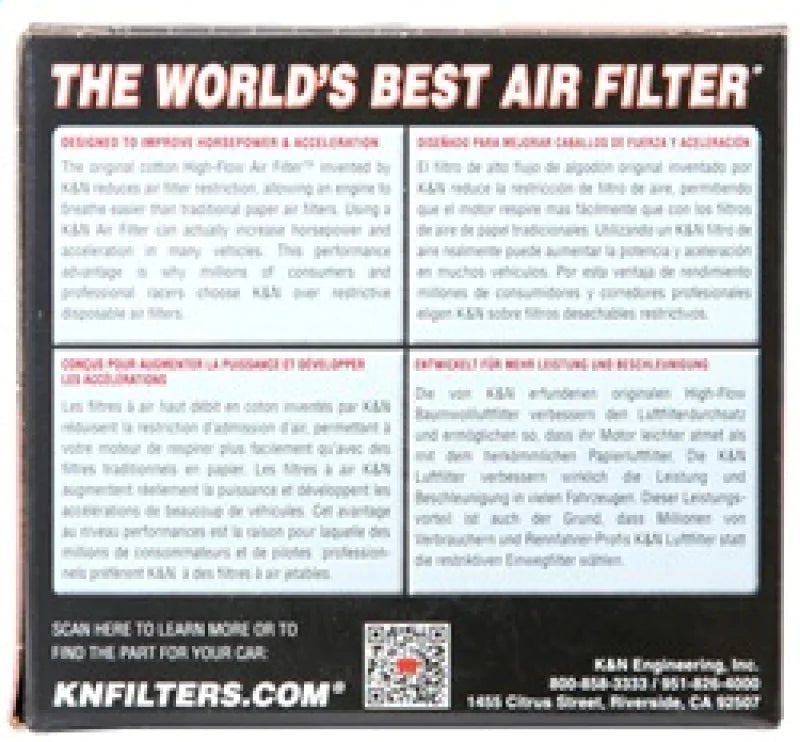 K&N Universal Chrome Filter 2 1/2 inch O/S FLG / - RC-1950