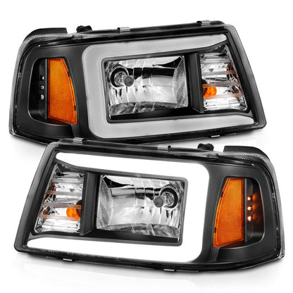 ANZO 2001-2011 Ford Ranger Crystal Headlights w/ Light Bar Black - 111511-C-Dub Tech