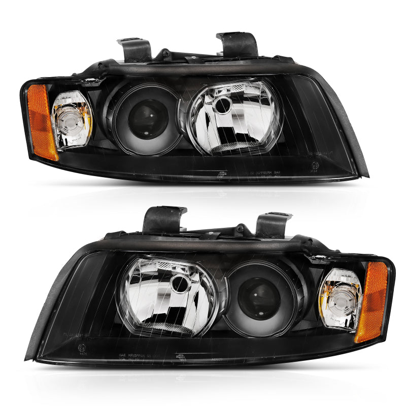 ANZO 2002-2005 Audi A4 Projector Headlight Black G2 (Halogen Type) - 121528