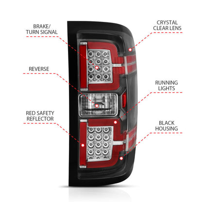 ANZO 2014-2018 Chevy Silverado 1500 LED Taillights Black - 311289-C-Dub Tech