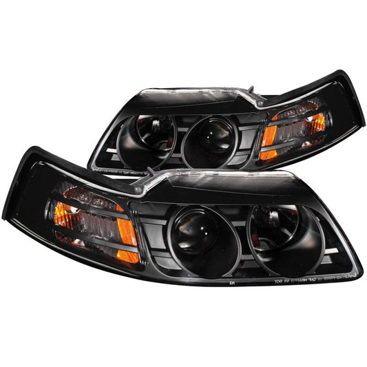 ANZO 1999-2004 Ford Mustang Projector Headlights Black - 121042-C-Dub Tech