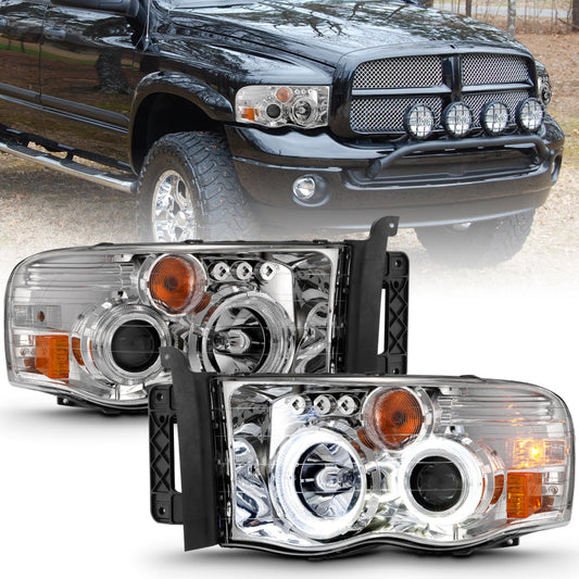 ANZO 2002-2005 Dodge Ram 1500 Projector Headlights w/ Halo Chrome - 111491