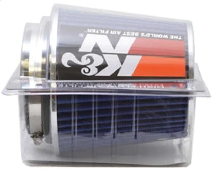 K&N Universal Air Filter Chrome Round Tapered Blue - 4in - RG-1001BL