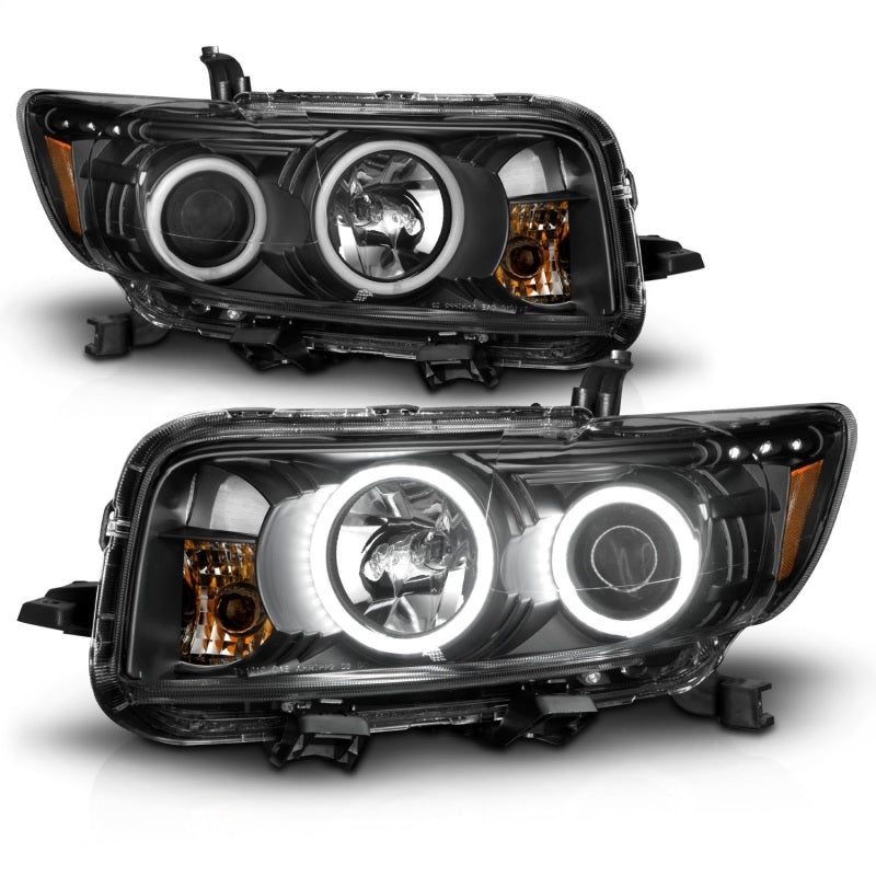 ANZO 2008-2010 Scion Xb Projector Headlights w/ Halo Black - 121280-C-Dub Tech