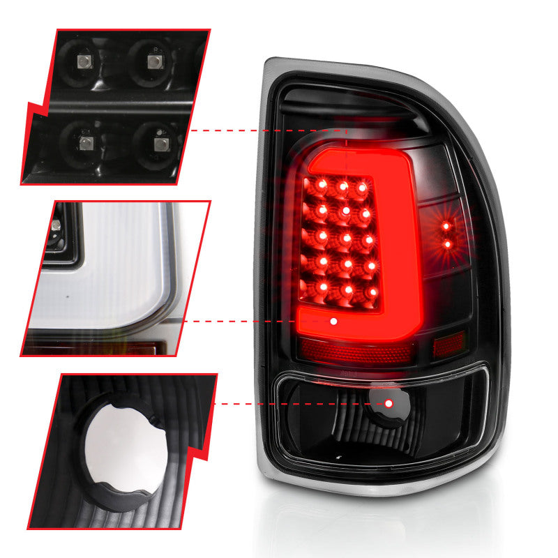 ANZO 1997-2004 Dodge Dakota LED Taillights Black Housing Clear Lens - 311347-C-Dub Tech