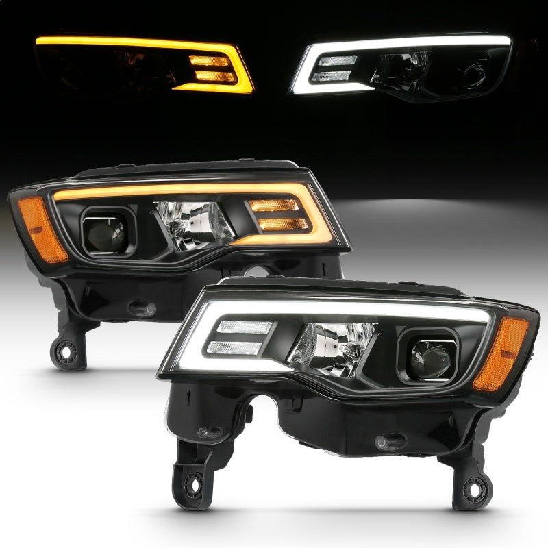 ANZO 2017-2018 Jeep Grand Cherokee Projector Headlights w/ Plank Style - 111418