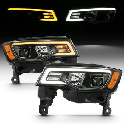 ANZO 2017-2018 Jeep Grand Cherokee Projector Headlights w/ Plank Style - 111418-C-Dub Tech