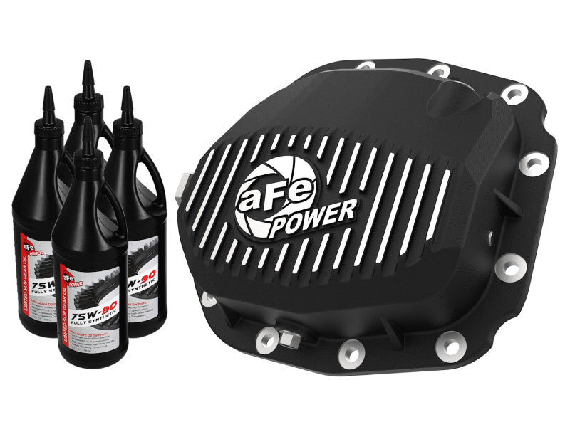 aFe Rear Differential Cover (Black Machined; Pro Series); 15-19 Ford - 46-71181B