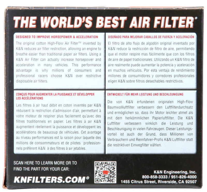 K&N Universal Clamp-On Air Filter 1 7/8 in FLG / - RC-1090