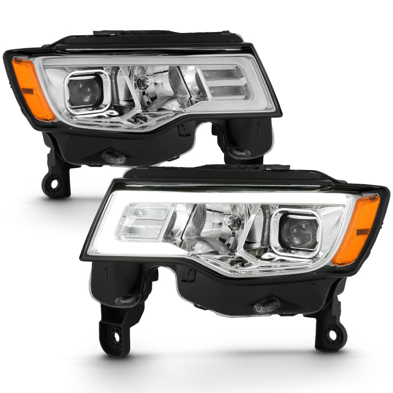 ANZO 2017-2018 Jeep Grand Cherokee Projector Headlights w/ Plank Style - 111419-C-Dub Tech