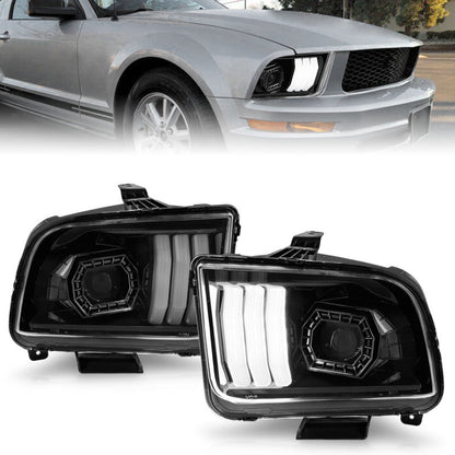 ANZO 05-09 Ford Mustang (w/Factory Halogen HL Only) Projector Headlights - 121566-C-Dub Tech