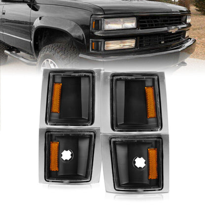 ANZO 1994-1998 Chevrolet Blazer Corner Lights Black Housing Clear Lens - 521042