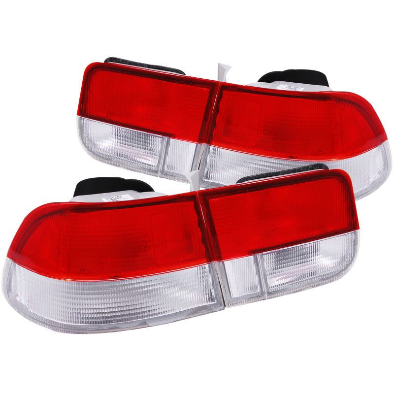 ANZO 1996-2000 Honda Civic Taillights Red/Clear - OEM 4pc - 221147