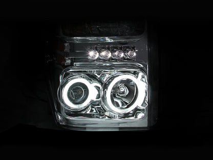 ANZO 2008-2010 Ford F-250 Projector Headlights w/ Halo Chrome (CCFL) - 111167-C-Dub Tech