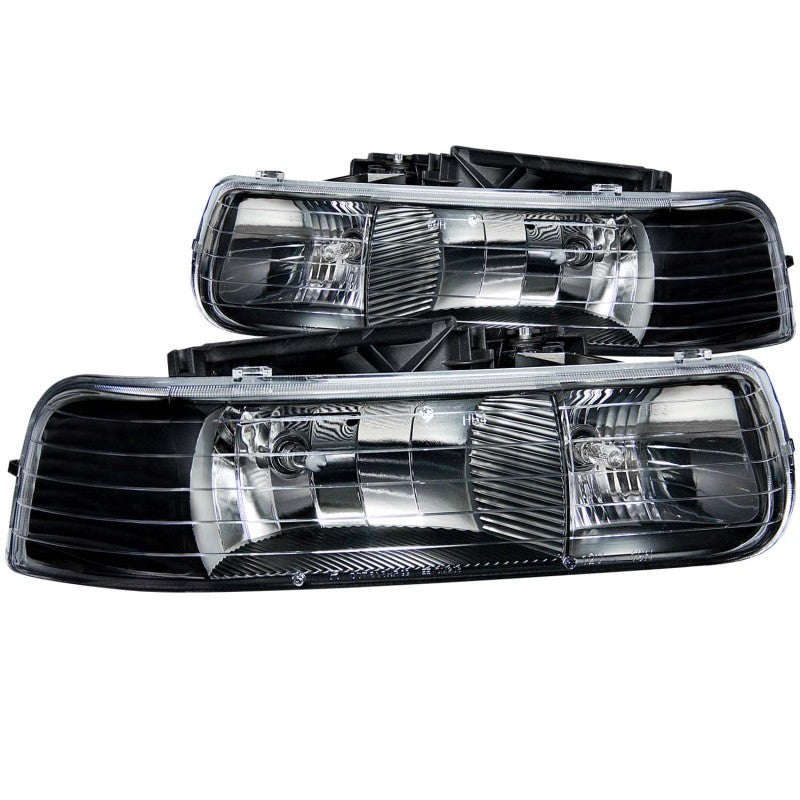 ANZO 1999-2002 Chevrolet Silverado 1500 Crystal Headlights Black - 111155-C-Dub Tech