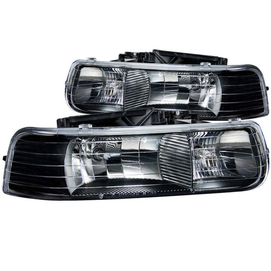 ANZO 1999-2002 Chevrolet Silverado 1500 Crystal Headlights Black - 111155