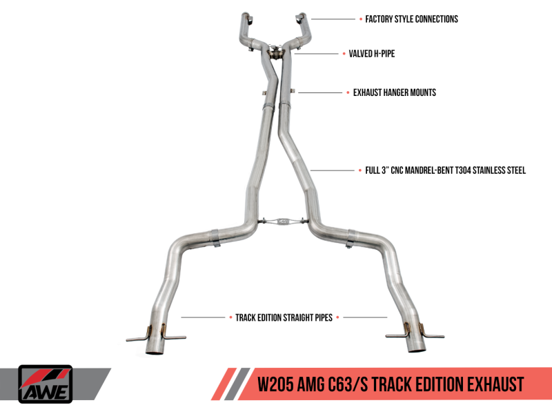 AWE Tuning Mercedes-Benz W205 AMG C63/S Coupe Track Edition Exhaust - 3020-31020-C-Dub Tech