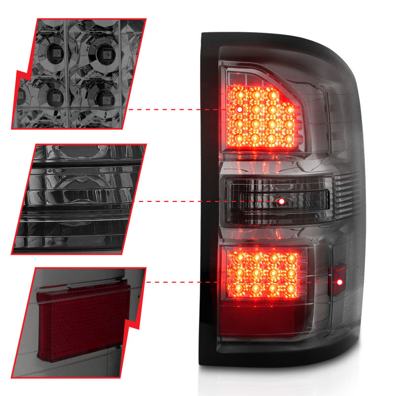 ANZO 2014-2018 GMC Sierra LED Tail Lights Black Housing Smoke - 311398-C-Dub Tech