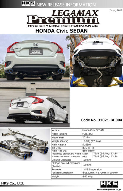 HKS LEGAMAX Premium HONDA CIVIC SEDAN FC - 31021-BH004