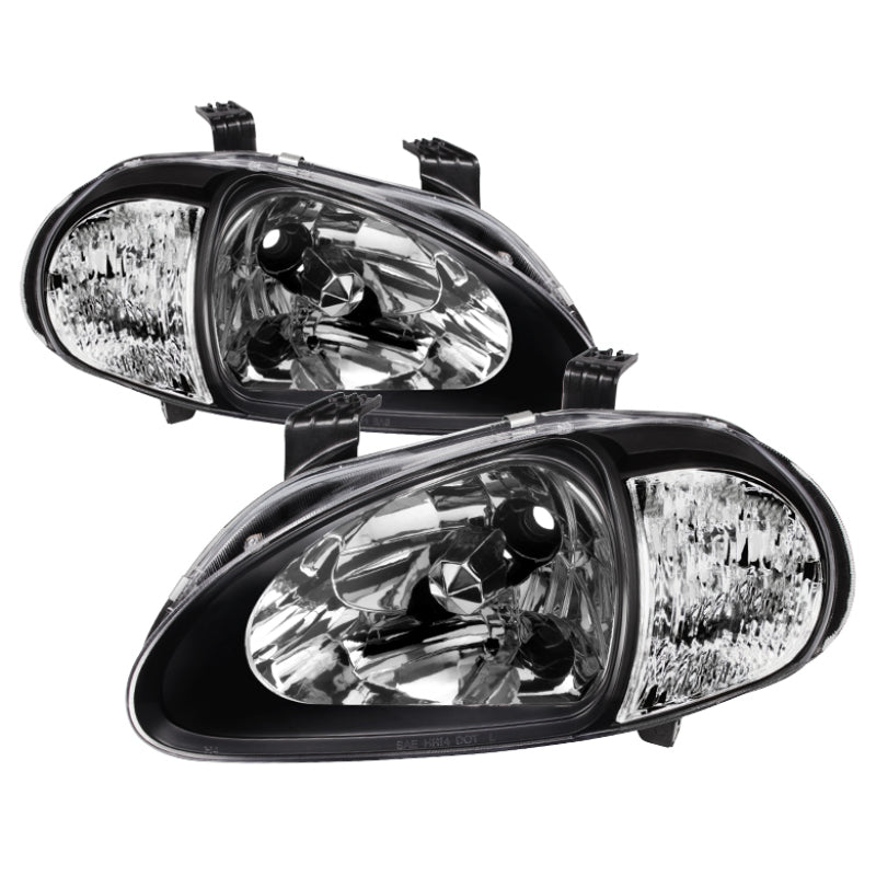 Xtune Honda Del Sol 93-97 1Pc Crystal Headlights Black HD-ON-HDEL93-1P-BK - 5014207