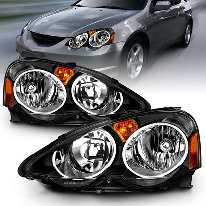 ANZO 2002-2004 Acura Rsx Crystal Headlights Black - 121209-C-Dub Tech