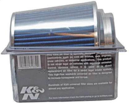 K&N Universal Air Filter Chrome Round Tapered Blue - 4in - RG-1001BL