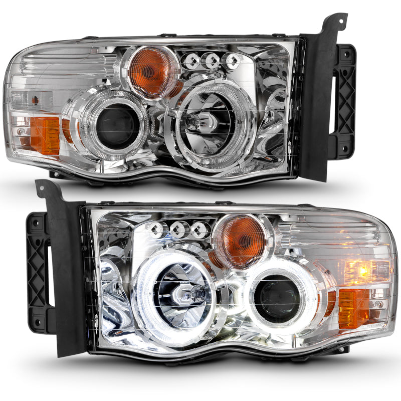 ANZO 2002-2005 Dodge Ram 1500 Projector Headlights w/ Halo Chrome - 111491-C-Dub Tech