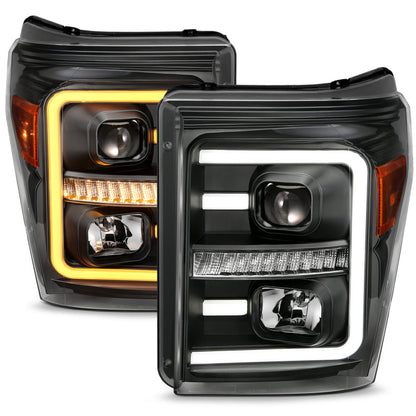 ANZO 2011-2016 Ford F250 Projector Headlights w/ Plank Style Switchback - 111406