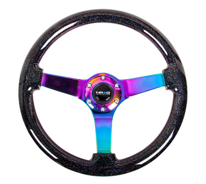 NRG Reinforced Steering Wheel (350mm / 3in. Deep) Classic Blk - RST-036BSB-MC