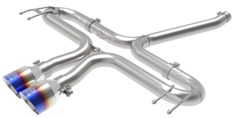 aFe Takeda 2-1/2in 304 SS Axle-Back Exhaust w/Blue Flame Tips - 49-36625-L