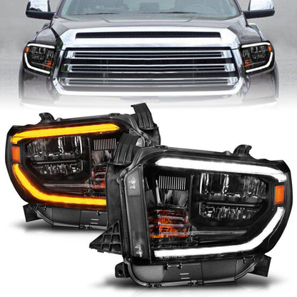 ANZO 2014-2017 Toyota Tundra LED Crystal Headlights w/ Switchback Black - 111531