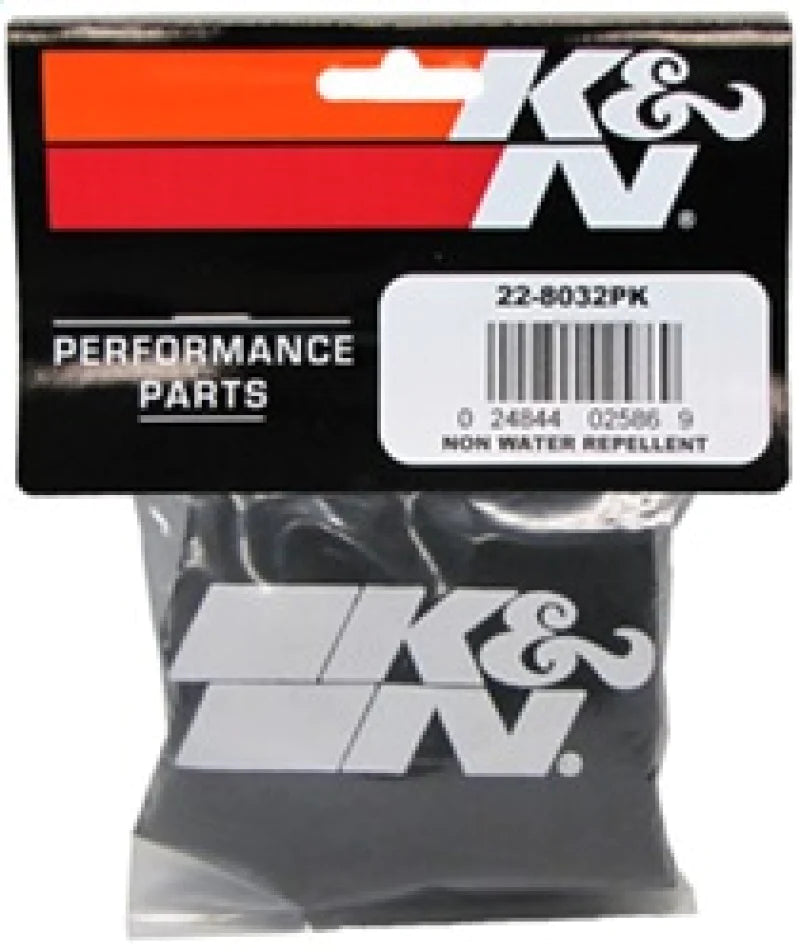 K&N Universal Precharger Round Tapered Air Filter Wrap Black 4in - 22-8032PK