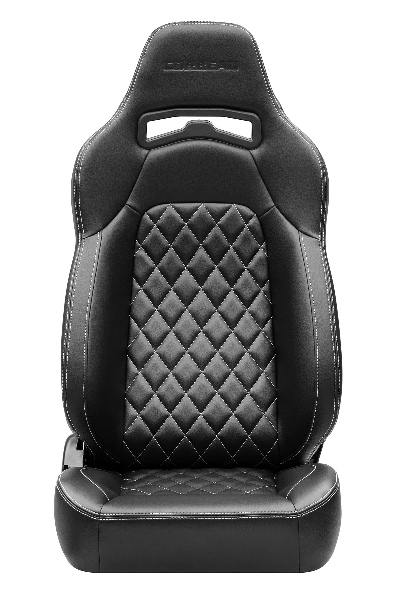 Corbeau Trailcat Reclining Seat Pair (Driver & Passenger) - Black Vinyl White Diamond Stitch 44901WPR