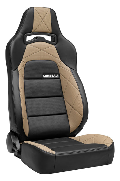 Corbeau Trailcat Reclining Seat Pair (Driver & Passenger) - Black Vinyl/Beige HD Vinyl 44914PR