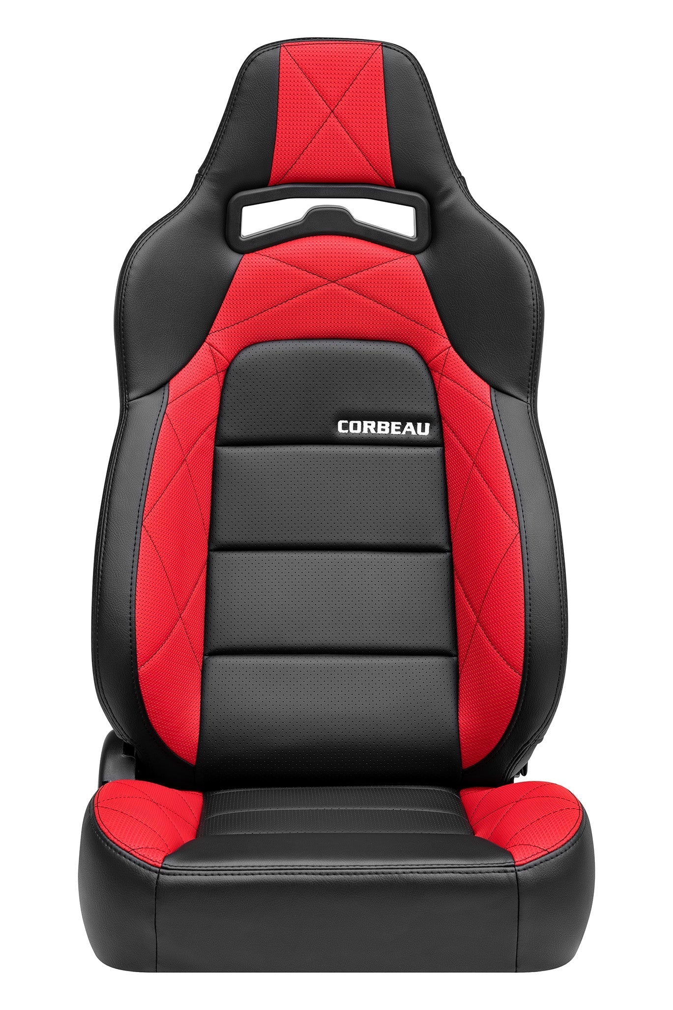 Corbeau Trailcat Reclining Seat Pair (Driver & Passenger) - Black Vinyl/Red HD Vinyl 44917PR