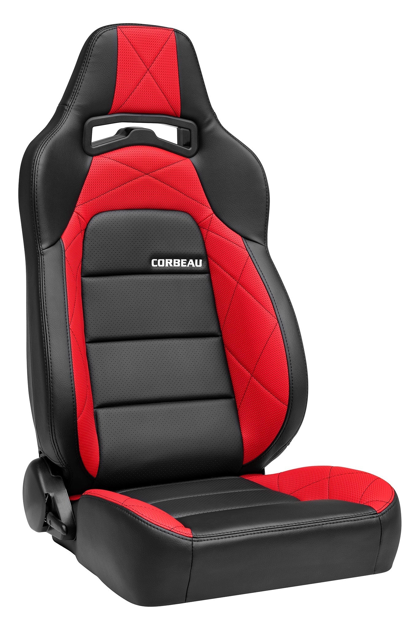 Corbeau Trailcat Reclining Seat Pair (Driver & Passenger) - Black Vinyl/Red HD Vinyl 44917PR