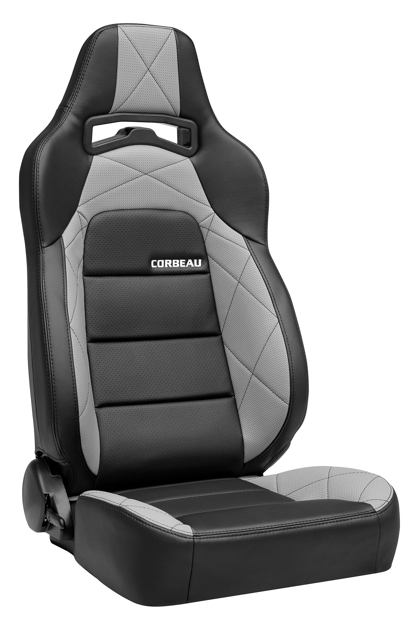 Corbeau Trailcat Reclining Seat Pair (Driver & Passenger) - Black Vinyl/Grey HD Vinyl 44919PR