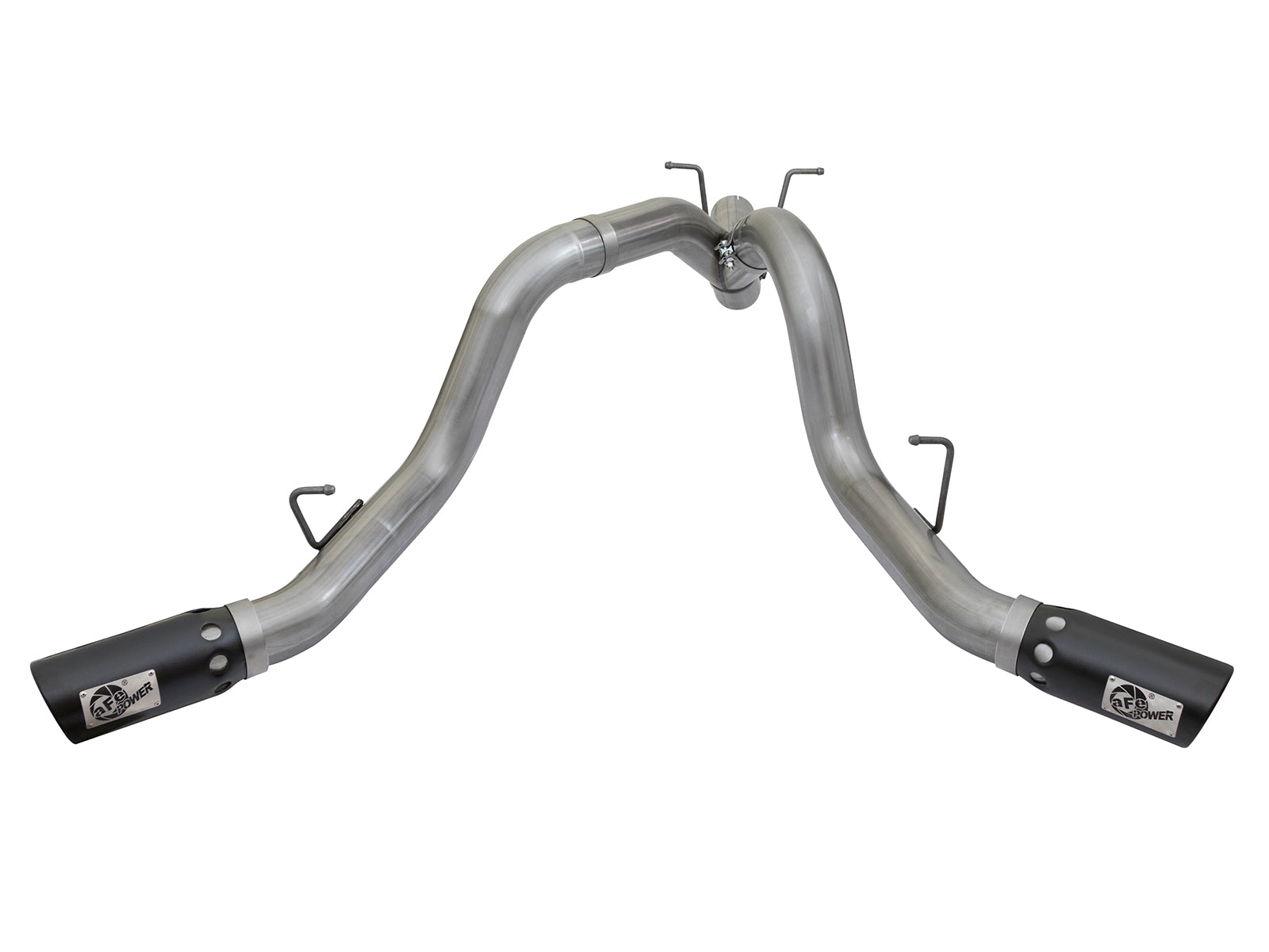 aFe LARGE BORE-HD 4in 409-SS DPF-Back Exhaust w/Dual Black Tips - 49-44086-B-C-Dub Tech