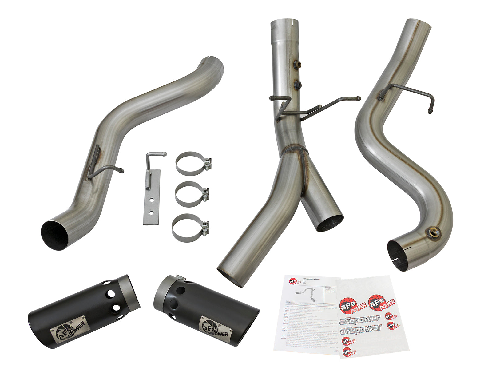 aFe LARGE BORE-HD 4in 409-SS DPF-Back Exhaust w/Dual Black Tips - 49-44086-B-C-Dub Tech