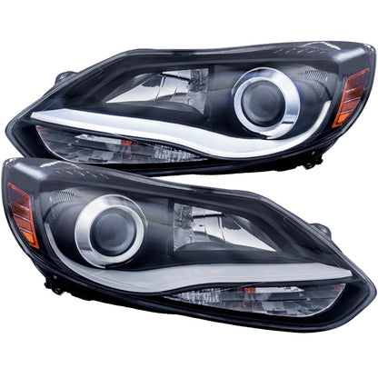 ANZO 2012-2014 Ford Focus Projector Headlights w/ Plank Style Design - 121490