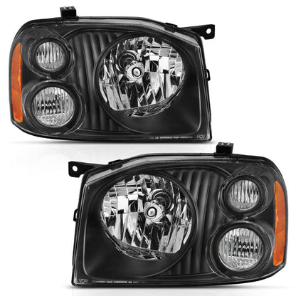 ANZO 2001-2004 Nissan Frontier Se Crystal Headlight Black Amber Reflector - 111433