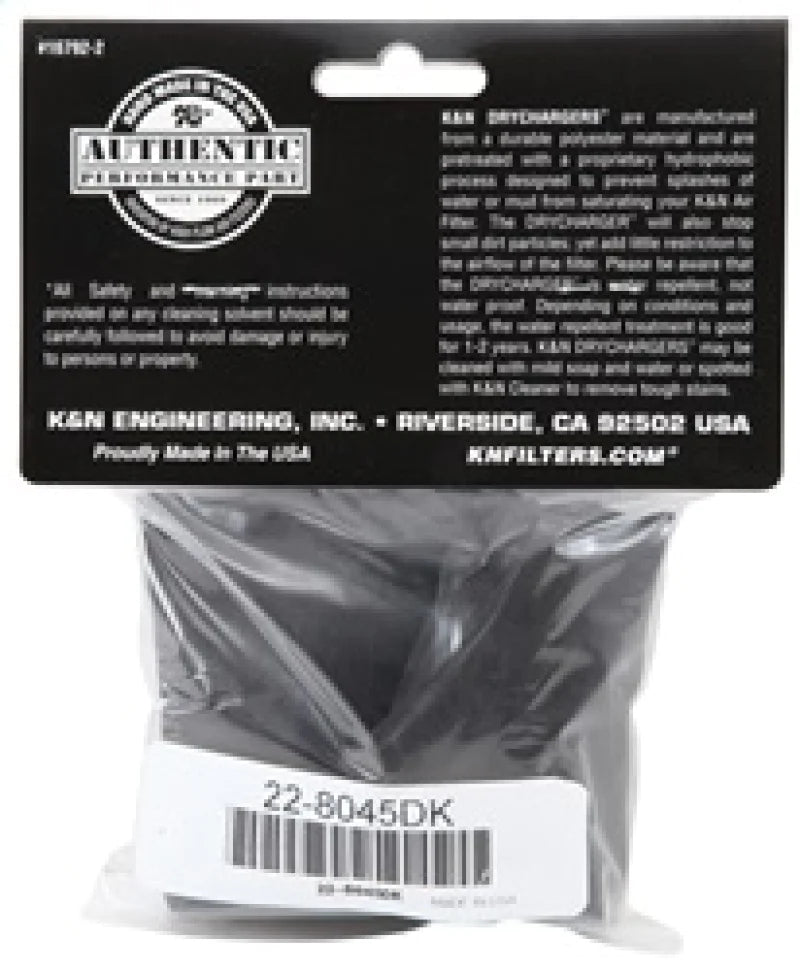 K&N 6in ID x 6inH Closed Top Black DryCharger Air - 22-8045DK