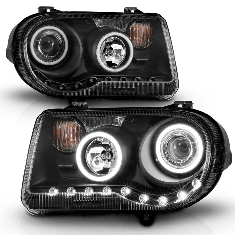 ANZO 2005-2010 Chrysler 300C Projector Headlights w/ Halo Black (CCFL) - 121251