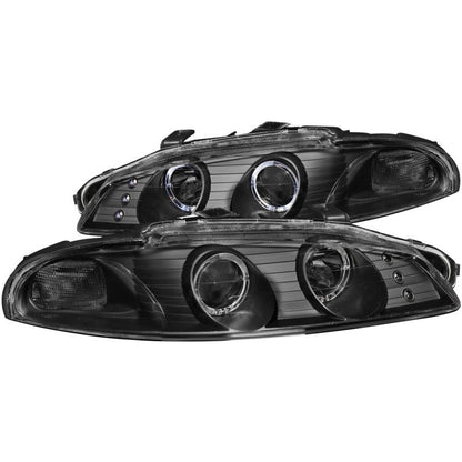 ANZO 1997-1999 Mitsubishi Eclipse Projector Headlights w/ Halo Black G2 - 121365