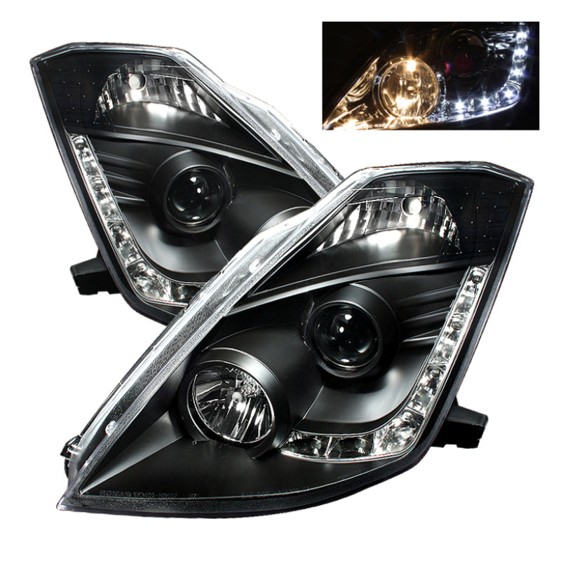 Spyder Nissan 350Z 03-05 Projector Headlights Xenon DRL Blk High - 5032225