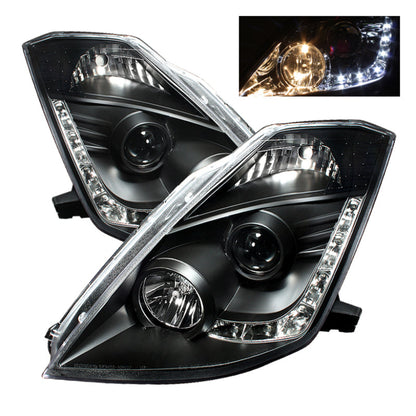 Spyder Nissan 350Z 03-05 Projector Headlights Xenon DRL Blk High - 5032225