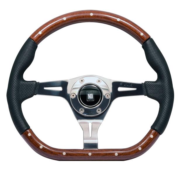Nardi Kallista - 350mm (Polished / Wood / Black Per Leather / Black Stitch)