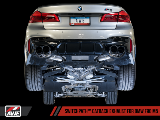 AWE Tuning 18-19 BMW F90 M5 SwitchPatch Cat-Back Exhaust- Black - 3025-43066-C-Dub Tech