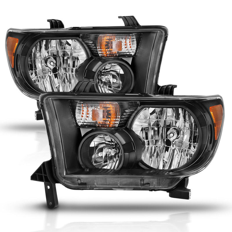 ANZO 2007-2013 Toyota Tundra Crystal Headlight Black Amber - 111436