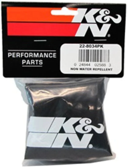 K&N Precharger Air Filter Wrap Black Universal Polyester 12in Height - 22-8034PK